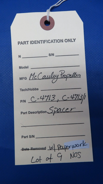 McCauley Propeller Spacer w/ Paperwork P/N C-4713 LOT OF 9 NOS (0523-262)
