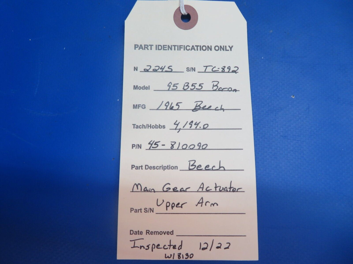 Beech 95-B55 Baron Main Gear Actuator Upper Arm P/N 45-810090 w/8130 (0123-540)