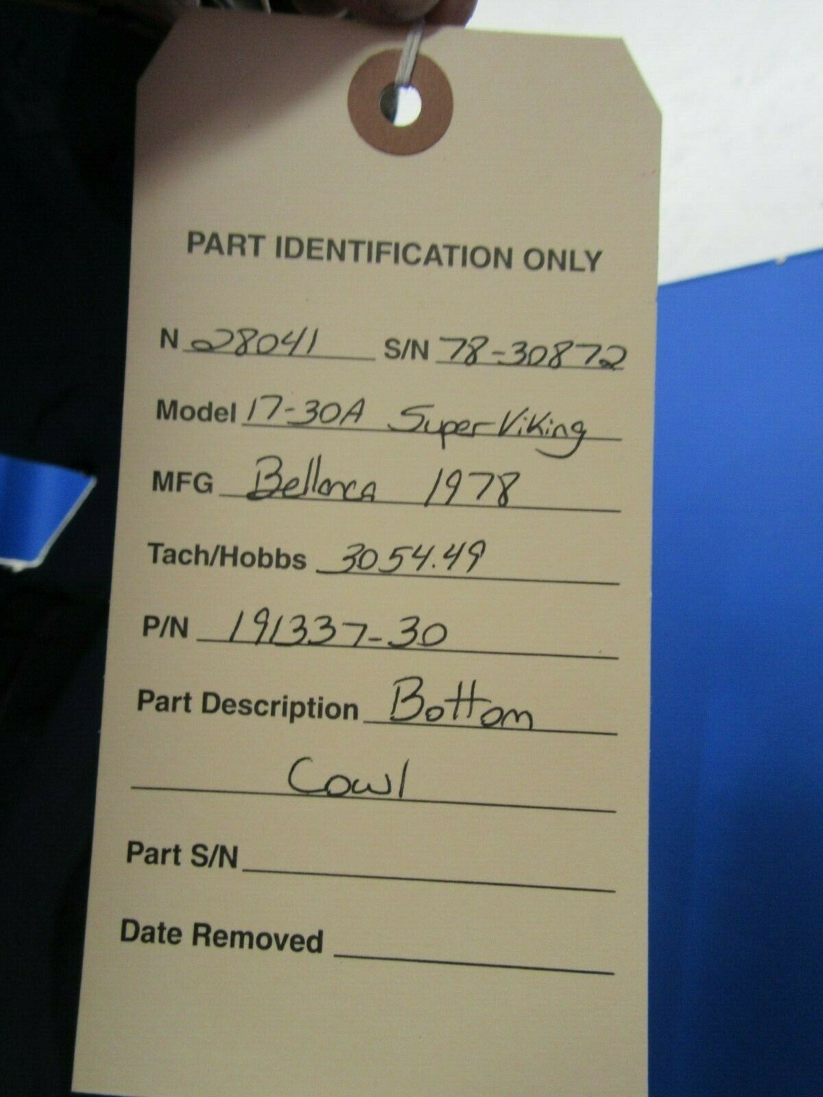 Bellanca 17-30A Engine Bottom Cowling P/N 191337-30 (0819-239)