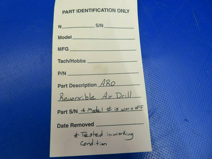 ARO Aircraft Tool Reversible Air Screw Driver Bench Tested Good (0720-763)