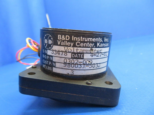 Piper Aerostar 602P B&D Instruments Voltammeter P/N 0302-009 (1022-600)