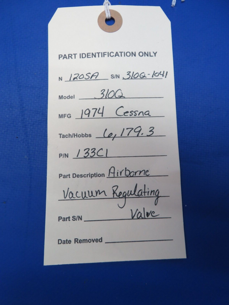 Cessna 310 / 310Q Airborne Vacuum Regulating Valve P/N 133C1 (0823-739)