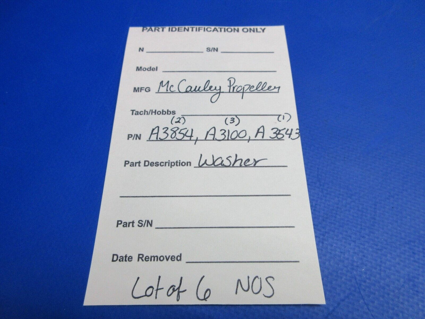 McCauley Threaded Propeller Washer LOT OF 6 P/N A3100 NOS (0523-406)