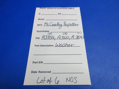 McCauley Threaded Propeller Washer LOT OF 6 P/N A3100 NOS (0523-406)