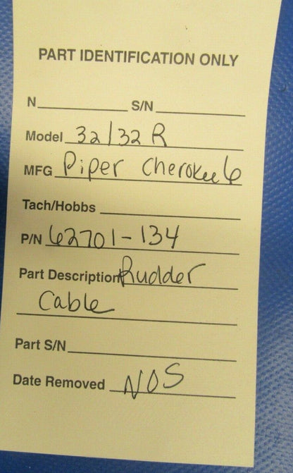 Piper PA-32, 32R Cherokee Six Rudder Cable 62701-134 NOS (0419-235)
