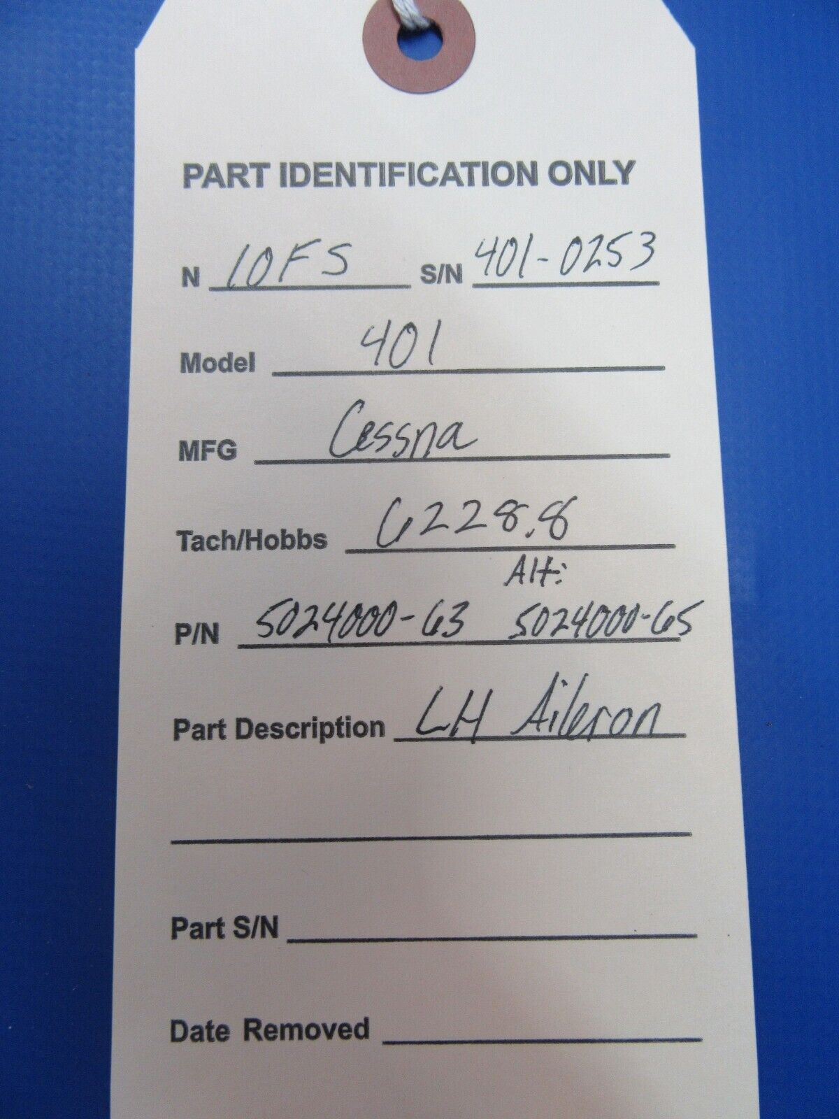 Cessna 401 LH Aileron P/N 5024000-63, Alt P/N 5024000-65 (1022-202)