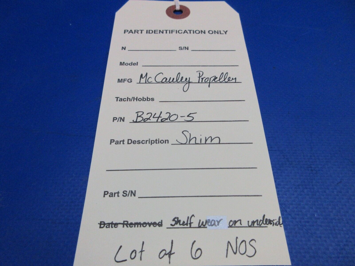 McCauley Threaded Propeller Shim LOT OF 6 P/N B2420-5 NOS (0523-432)