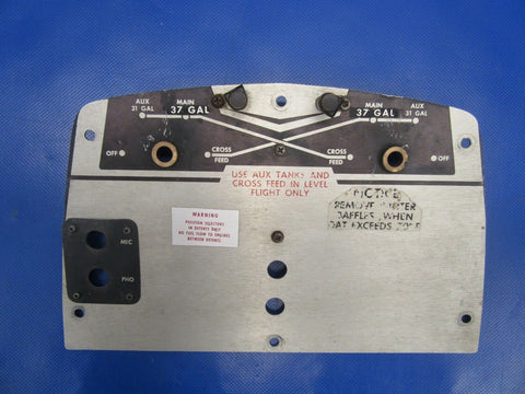 Beech Baron 95-B55 Panel & Cam Fuel Selector Valve P/N 96-920012-5 (1217-92)