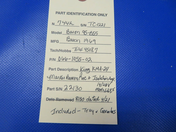 Beech King KMA 24 Marker Beacon Rec & Isolation Amp 14V / 28V w/ 8130 (0721-702)