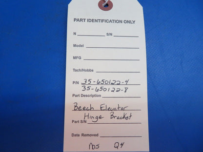 Beech Elevator Hinge Bracket P/N 35-650122-4, 35-650122-8 NOS (1222-917)