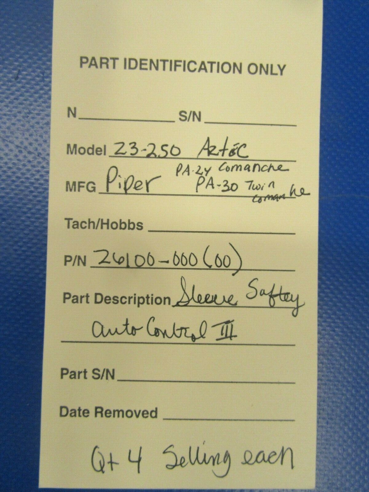 Piper 23-250 PA-24 & 30 Sleeve Safety Auto Control III 26100-00 NOS (0419-266)