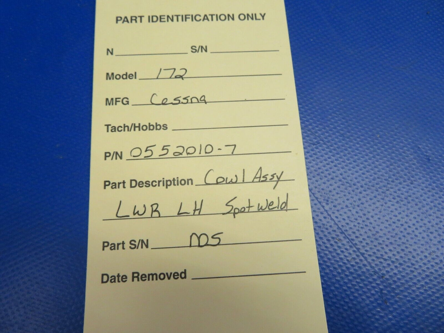 1963 Cessna 172 Cowl Assy Lower LH Spot Weld NOS P/N 0552010-7 (0620-455)