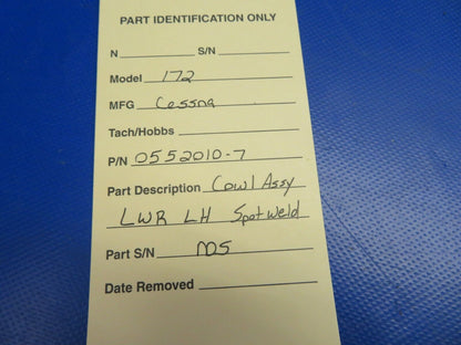 1963 Cessna 172 Cowl Assy Lower LH Spot Weld NOS P/N 0552010-7 (0620-455)
