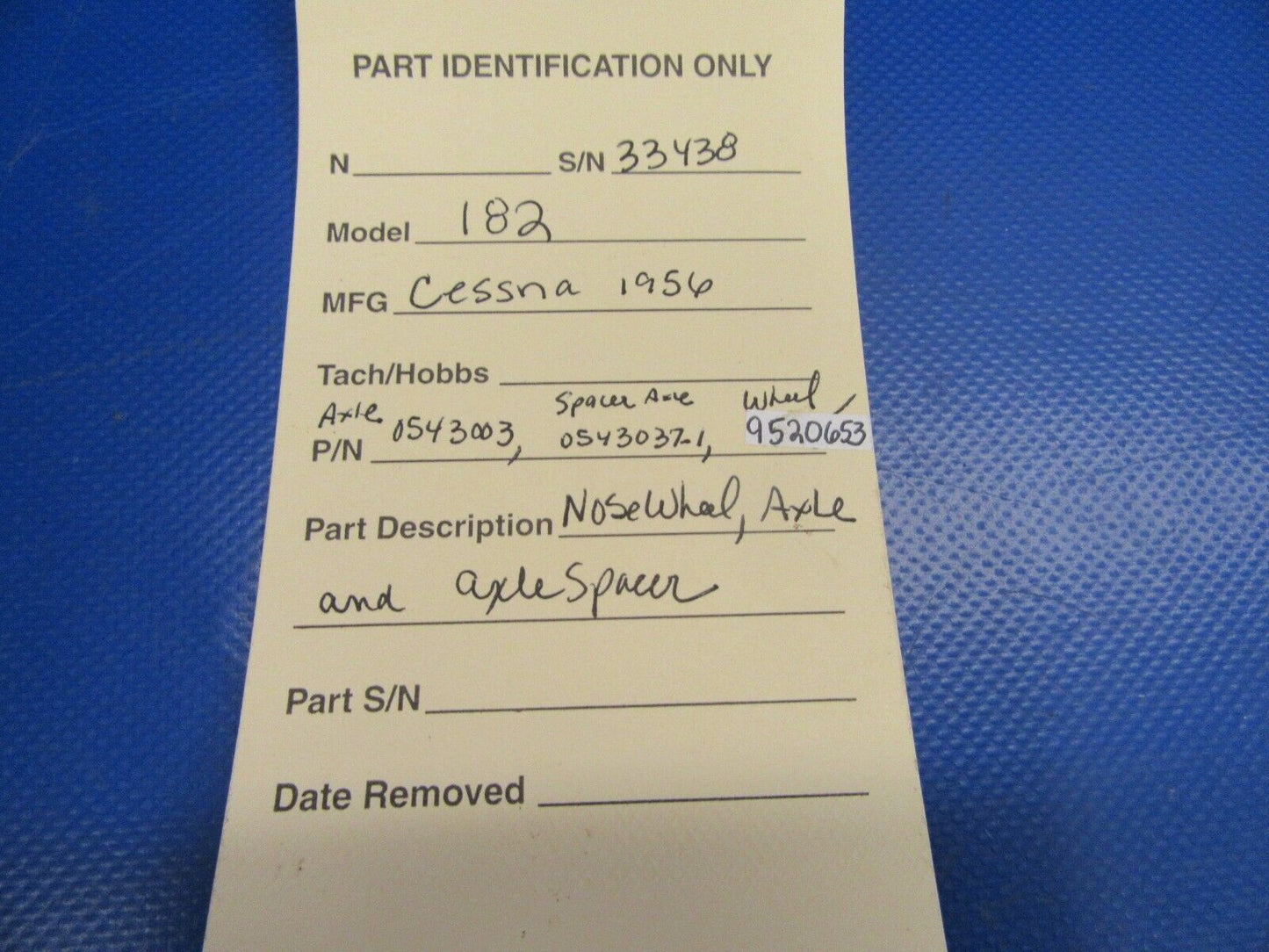 Cessna 182 Goodyear 5.00 X 5 Nose Wheel, Axle & Axle Spacer 9520653 (0719-280)