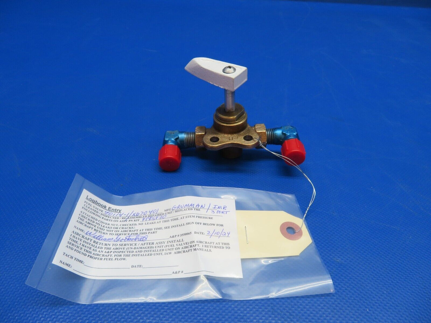 Grumman Yankee Trainer / TR-2 AA-1B Fuel Valve Assy P/N 40114-1 OH (0224-1447)