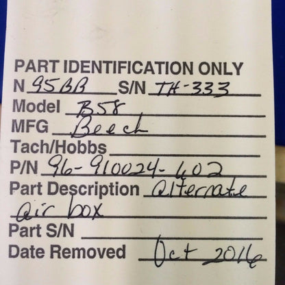 Beech Baron 58 Alternate Air Box P/N 96-910024-602 (1116-146)