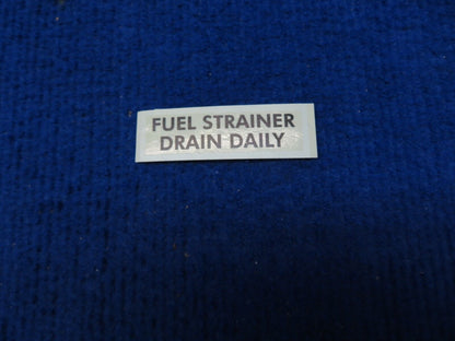 Beech Fuel Strainer Placard P/N 95-921014-3 NOS w/ 8130 (0622-443)