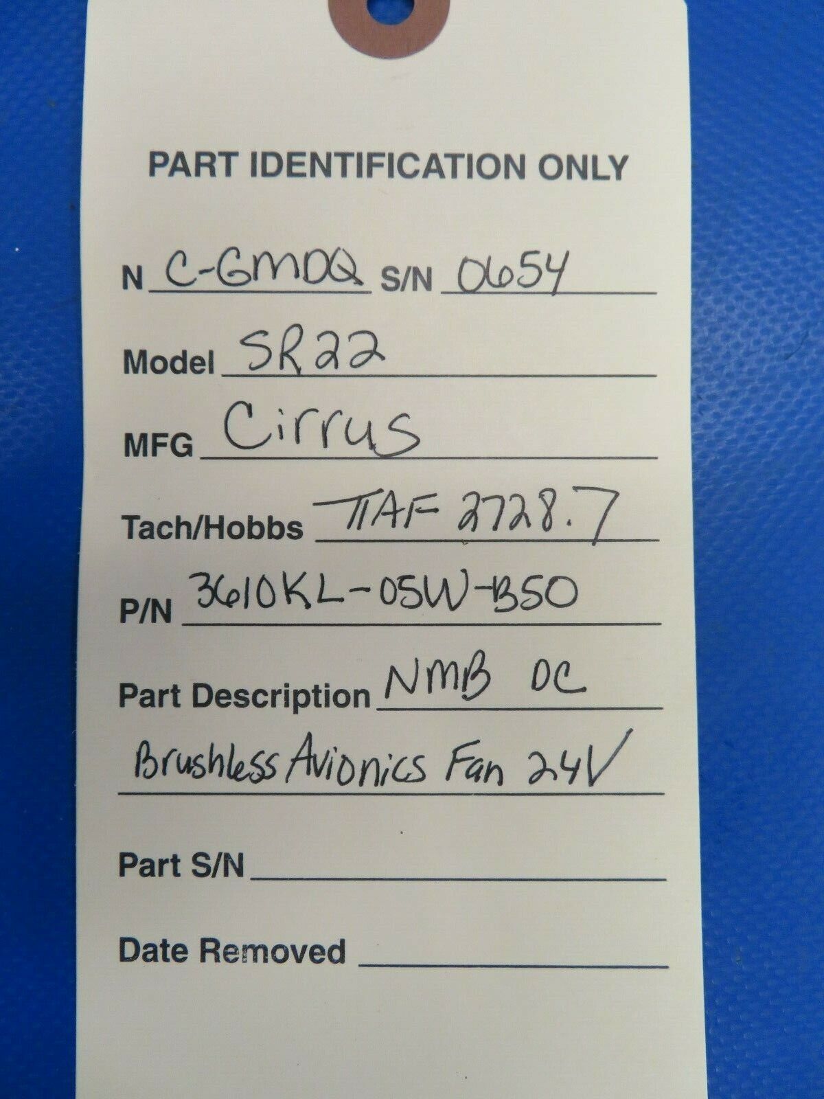Cirrus SR22 NMB DC Brushless Avionics Cooling Fan 24V 3610-KL-05W-B50 (0220-54)