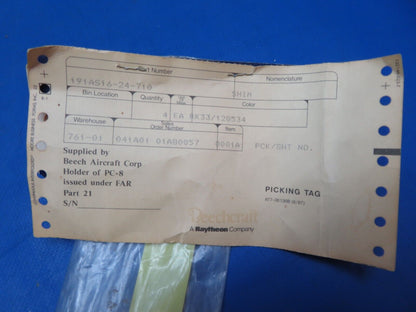 Beech Shim P/N 191AS16-24-710 LOT OF 4 NOS (1123-200)