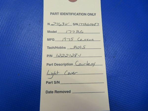 Cessna Cardinal 177RG Courtesy Light Cover P/N 1222128-1 (0621-792)