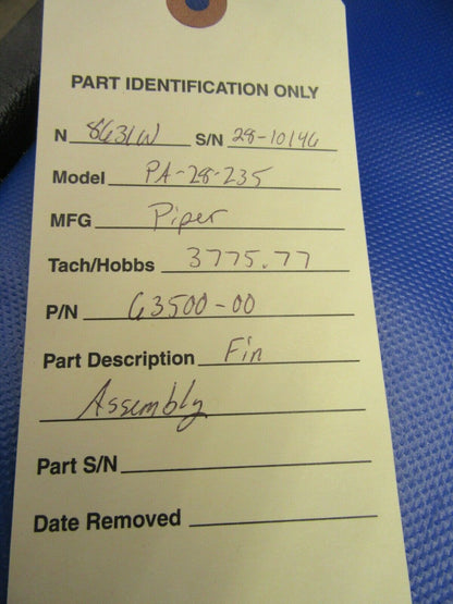Piper PA-28-235 Vertical Fin / Stabilizer Assembly P/N 63500-00 (0121-223)