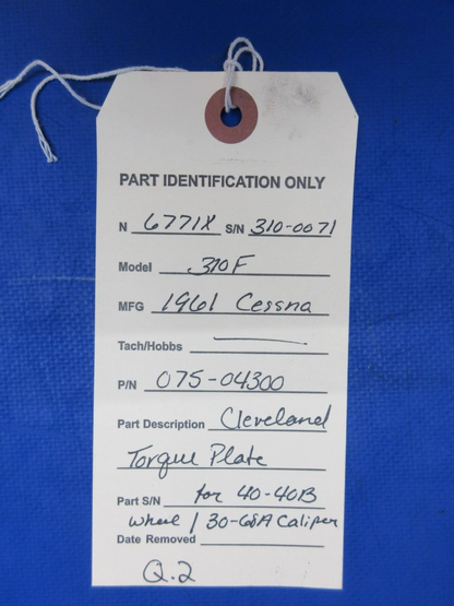 Cessna 310 / 310F Cleveland Torque Plate P/N 075-04300 (1123-818)