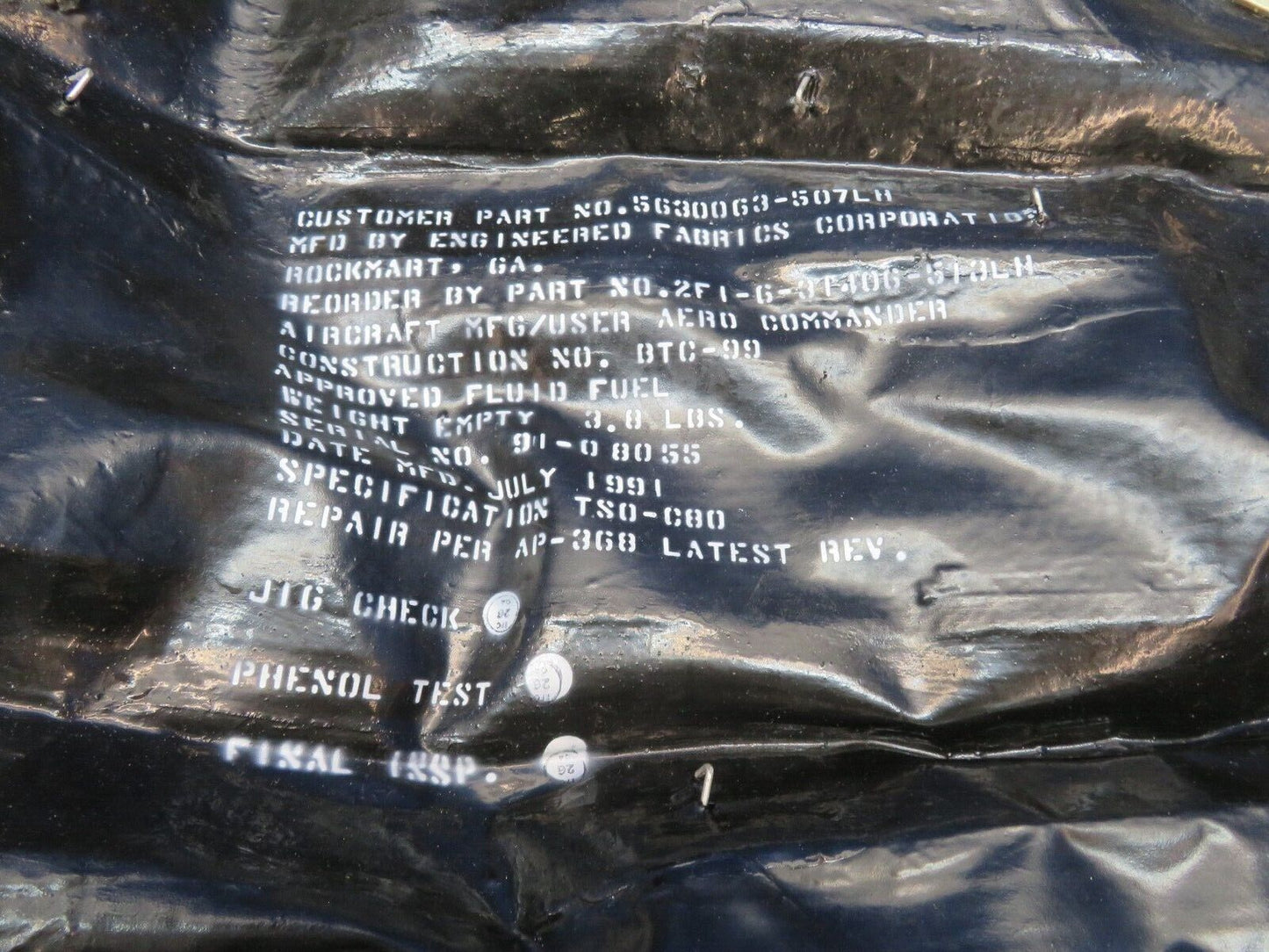 Aero Commander Fuel Tank Cell / Bladder P/N 5630063-507LH (1022-300)