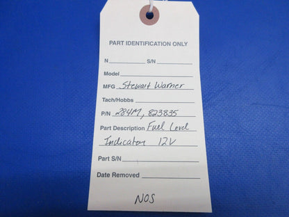 Stewart Warner Fuel Level Indicator 12V P/N 284M, 823835 NOS (0523-577)