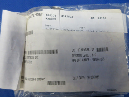 Moeller Washer P/N S3420D2 LOT OF 200 NOS (1223-661)