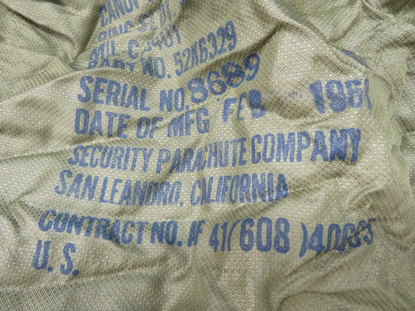 Vintage Authentic 1968 Cargo Canopy Parachute 52K6329 Man Cave or Bar (0422-06)