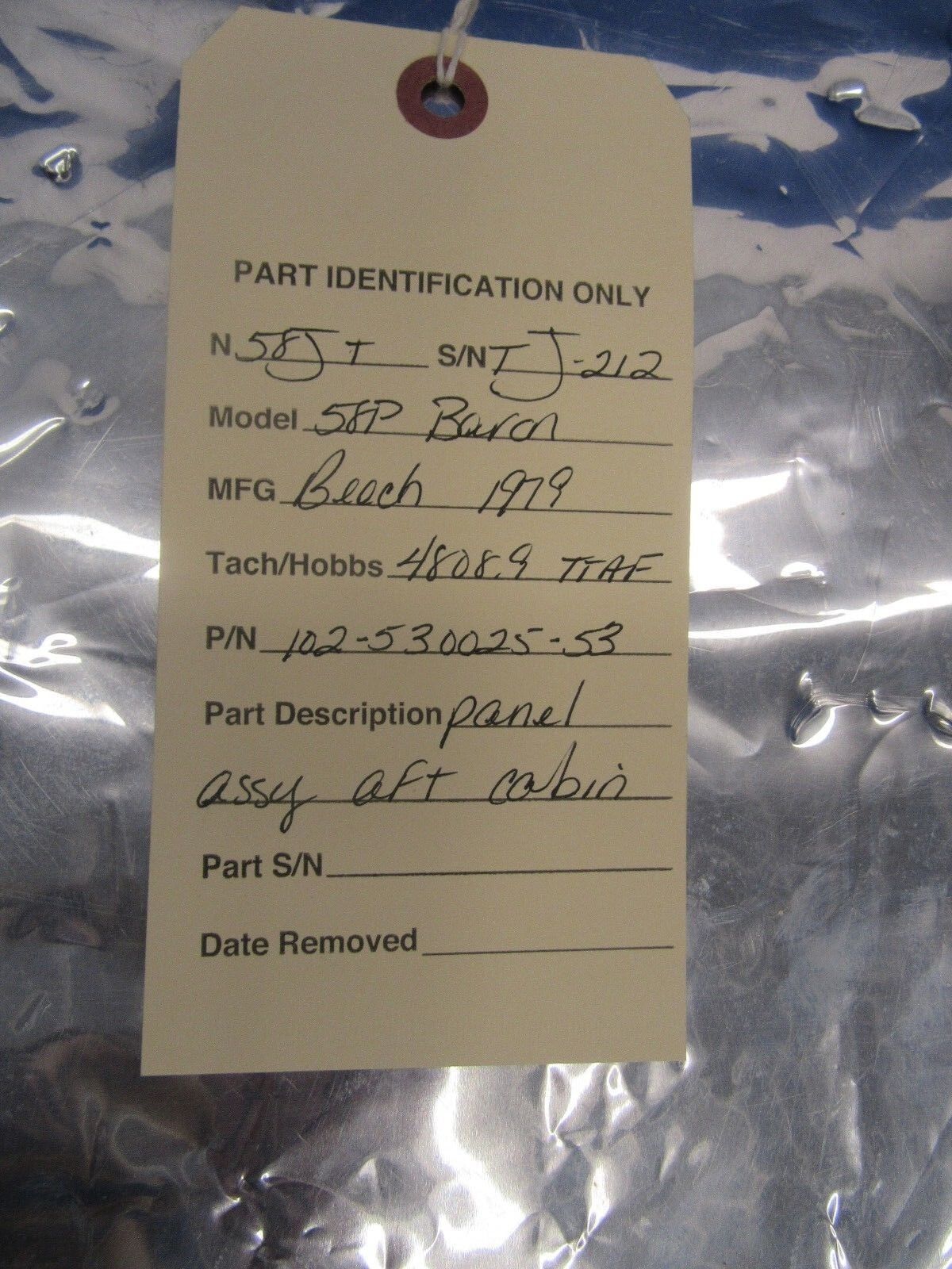 Beech Baron 58P Panel Assy AFT Cabin Gray Leather P/N 102-530025-53 (0318-15)