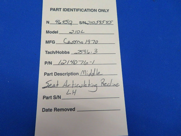 Cessna 210L Middle Seat Articulating Recline LH P/N 1214076-1 (0820-530)