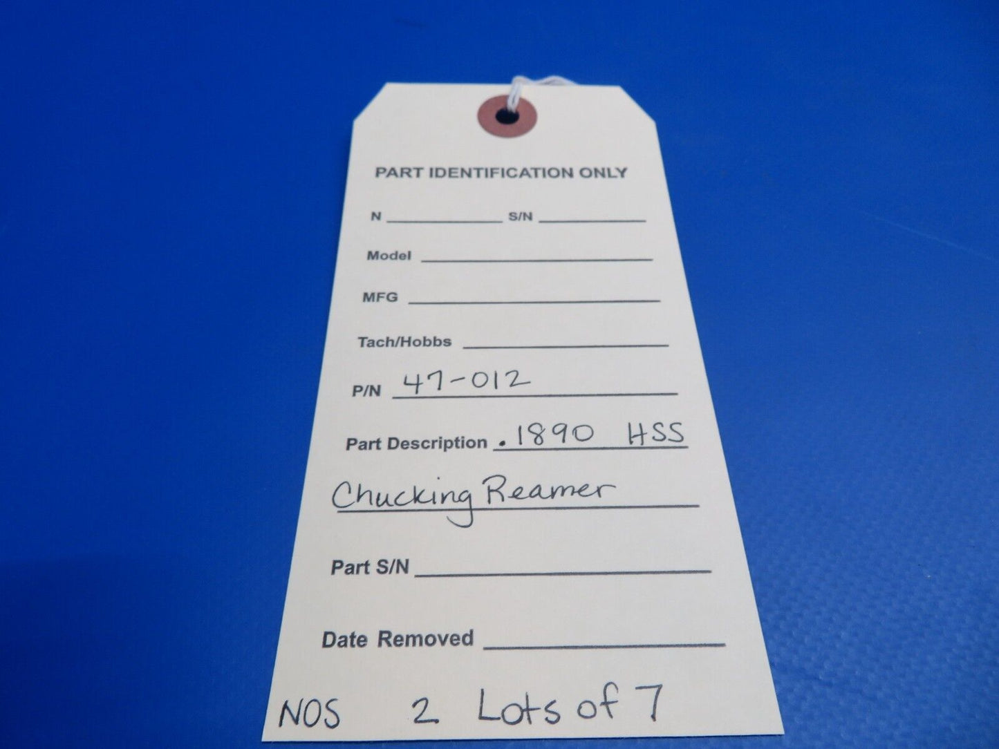 .1890 HSS Chucking Reamer P/N 47-012 LOT OF 7 NOS (1022-522)