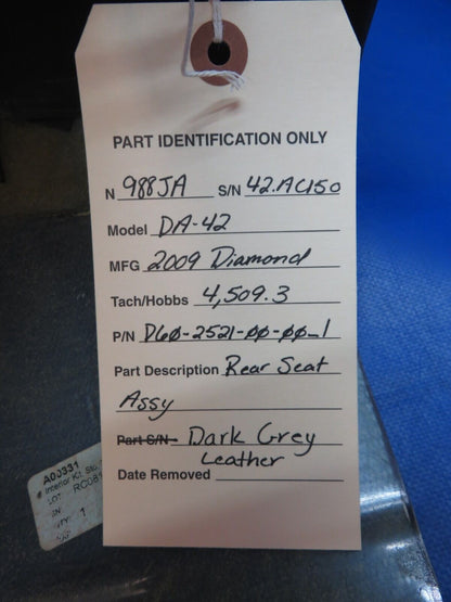 Diamond DA-42 Rear Seat Assy P/N D60-2521-00-00_1 Dark Grey Leather (0623-464)