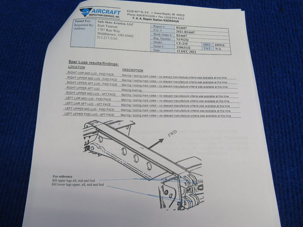 Cessna T210N Main Carry Thru Spar P/N 2110001-3 (0423-106)