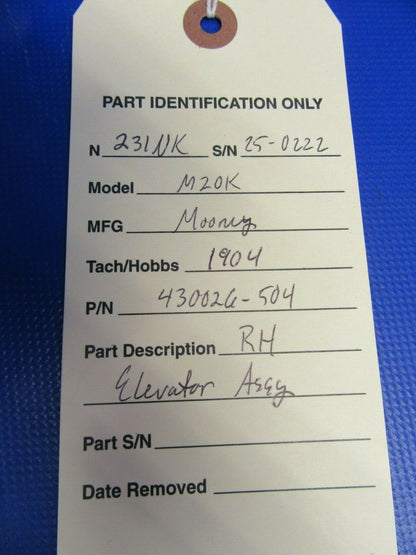 Mooney M20K RH Elevator Assembly P/N 430026-504 (0621-200)