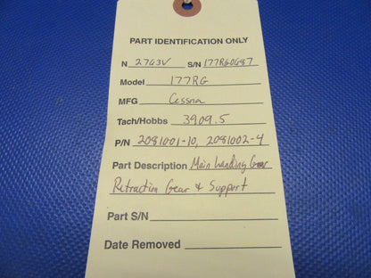 Cessna 177RG Main Landing Gear Retraction Gear & Support 2081001-10 (0621-432)