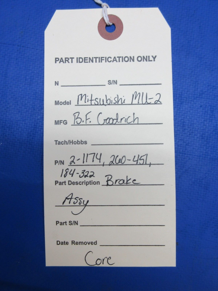 B.F. Goodrich Mitsubishi MU-2 Brake Assy P/N 2-1174 CORE (1123-641)