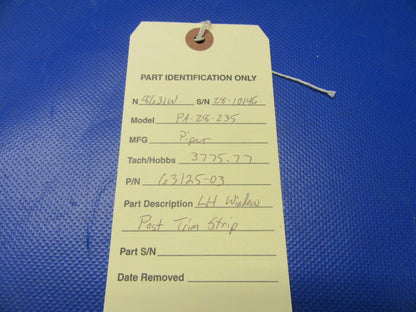 Piper PA-28-235 LH Window Post Trim Strip P/N 63125-03, 63125-003 (0521-371)