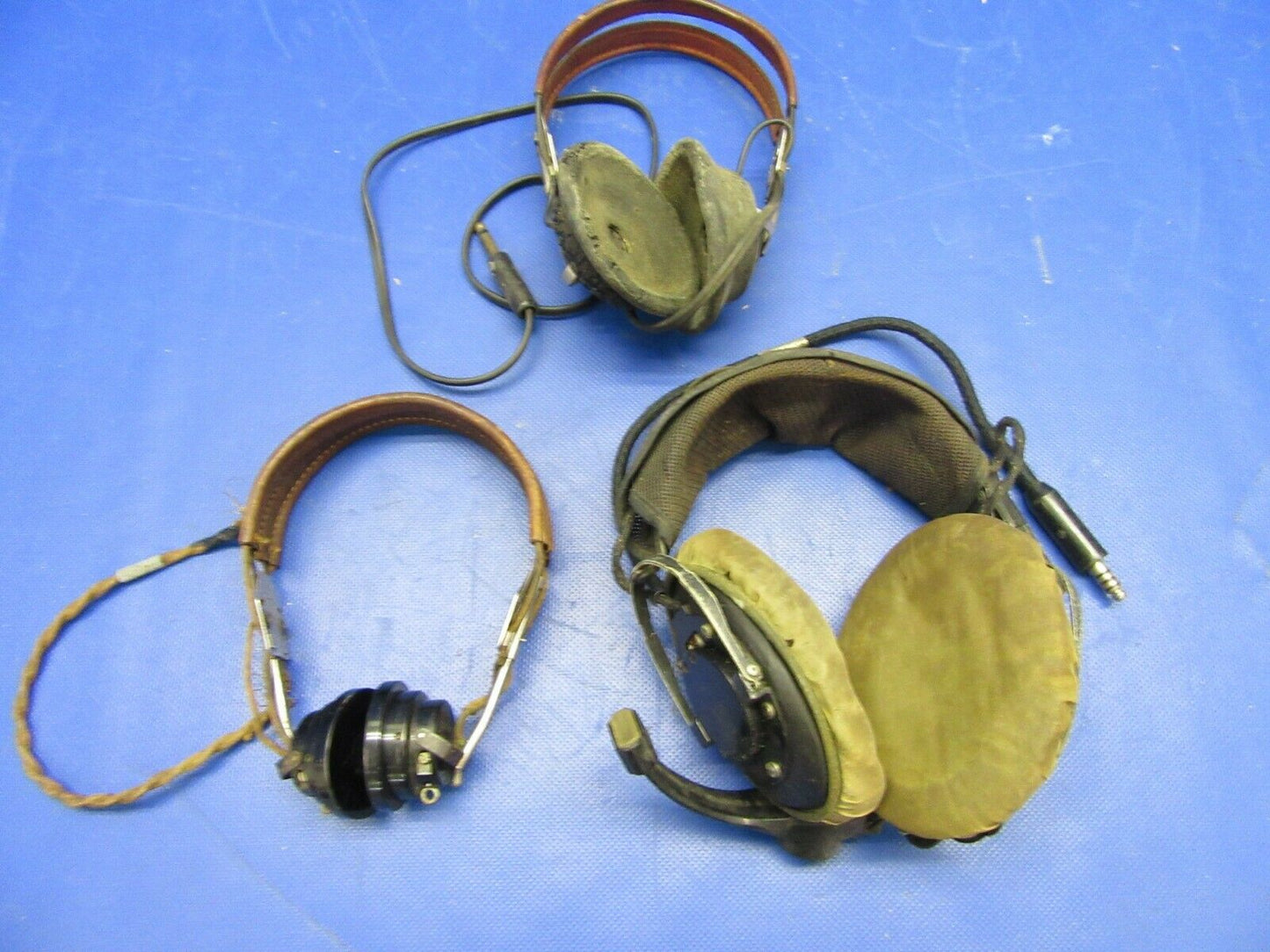 Vintage Aviation Headset WWII Era (LOT OF 3) PARTS or COLLECTIBLE (1021-451)