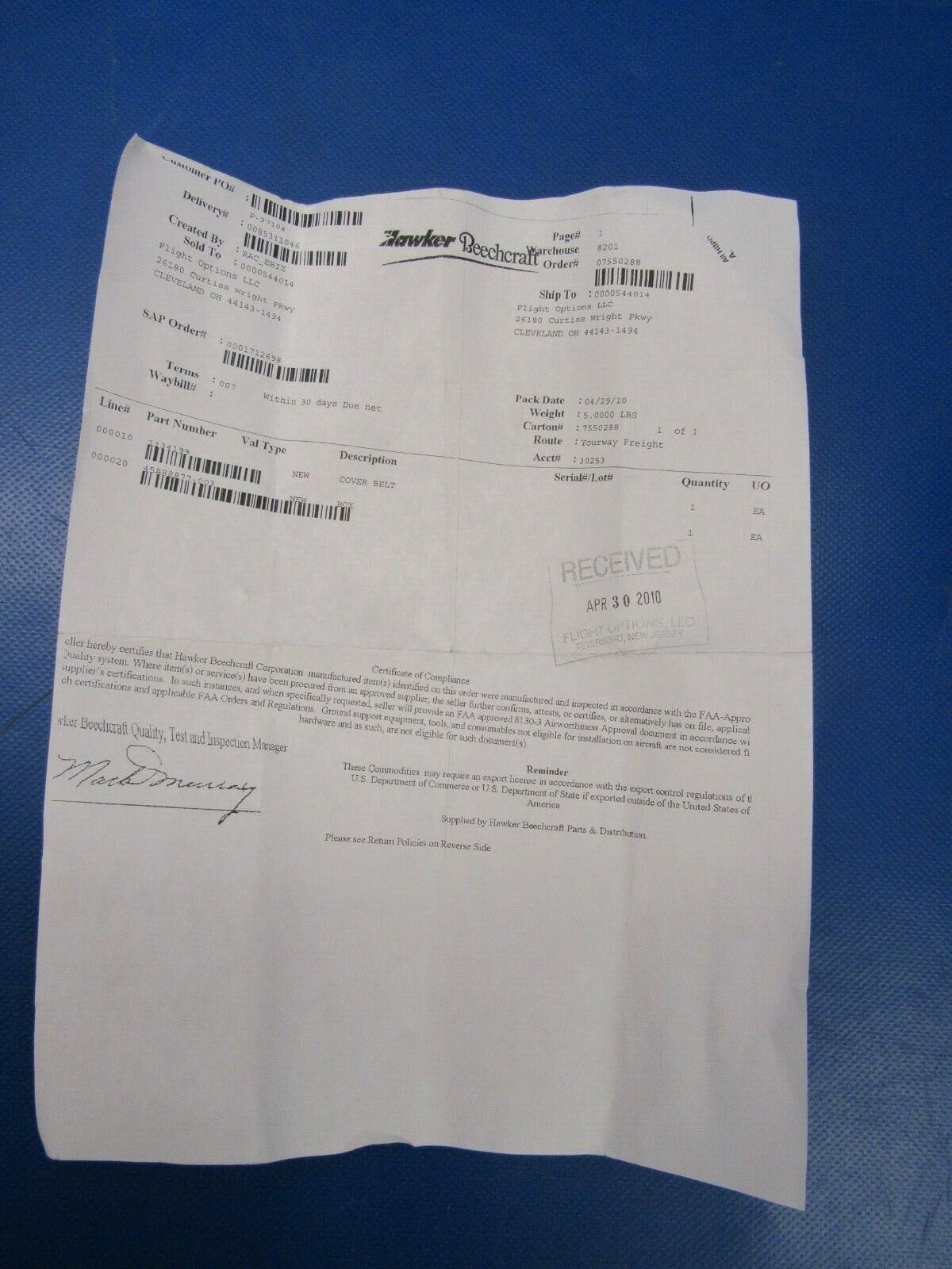 Beech 400 Box P/N 45A88877-003 NOS (0419-395)
