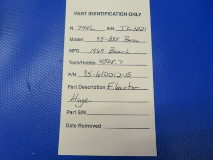 Beech 95-B55 Baron Elevator Hinge P/N 95-610012-15 (0621-985)