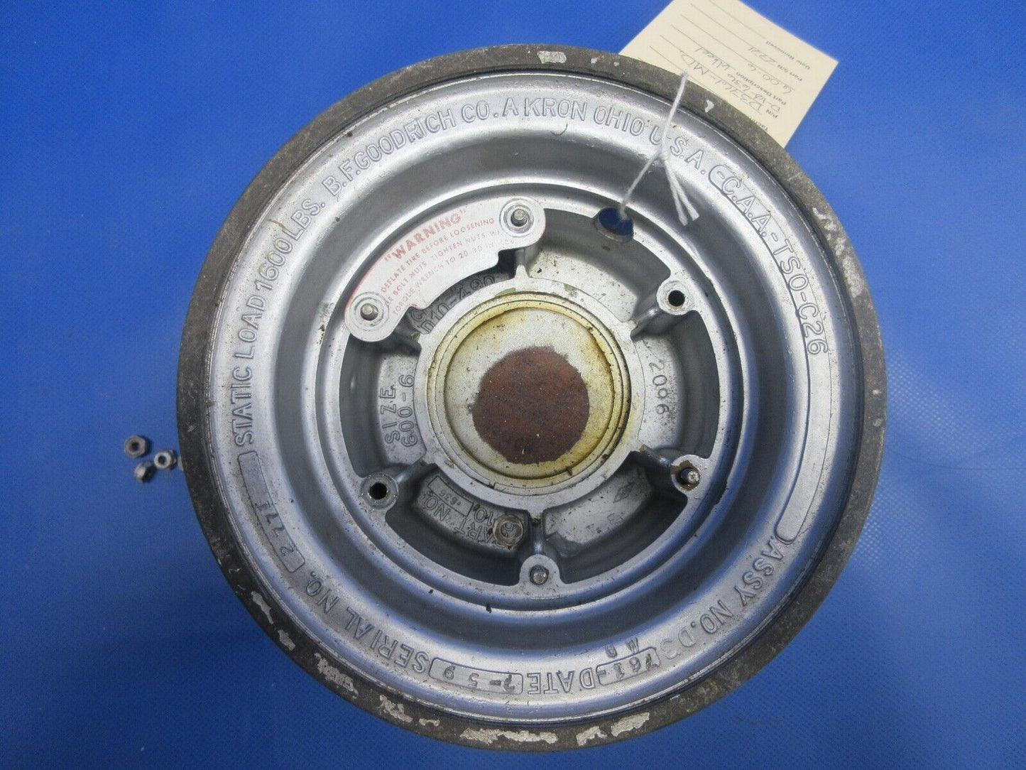 B.F. Goodrich CAA-TSO-C26 Wheel 6.00-6 P/N D3761-MD (0224-1079)