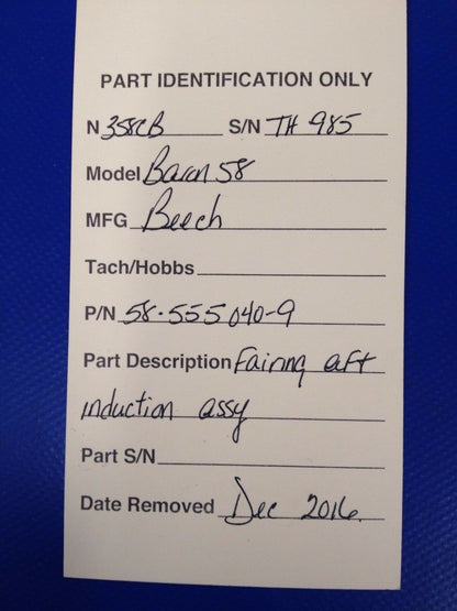 Beech Baron 58 Fairing AFT Induction Assy P/N 58-555040-9 (0217-174)