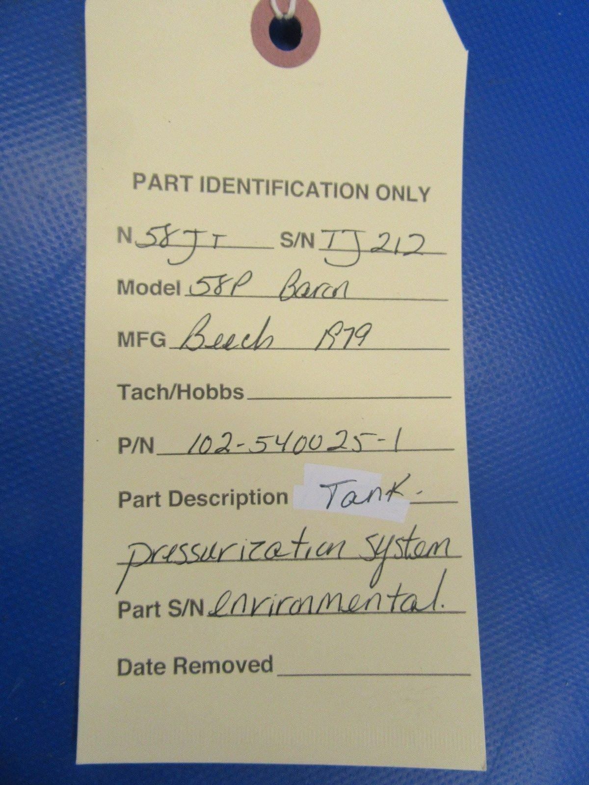 Beech Baron 58P Tank Pressurization System P/N 102-540025-1 (0318-348