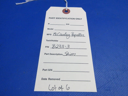 McCauley Threaded Propeller Shim LOT OF 6 P/N B2311-3 (0523-412)