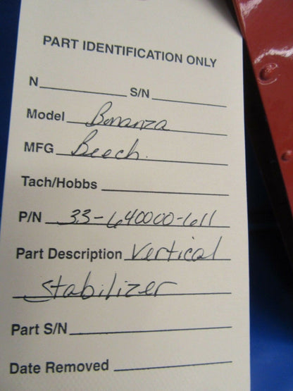 Beech Debonair Vertical Stabilizer P/N 33-640000-611 (0918-327)