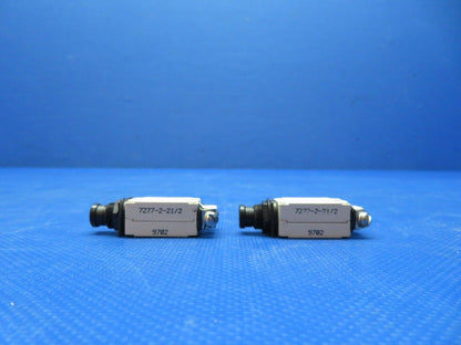 Klixon 2-1/2 amp Circuit Breaker P/N 7277-2-21/2 LOT OF 2 NOS (0224-227)