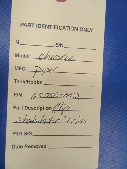 Piper Cherokee Clip Stabilizer Trim P/N 65250-002 NOS (1118-255)
