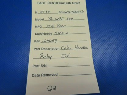 Piper Lance II Cole Hersee Relay 12/14V P/N 24059 (0620-319)